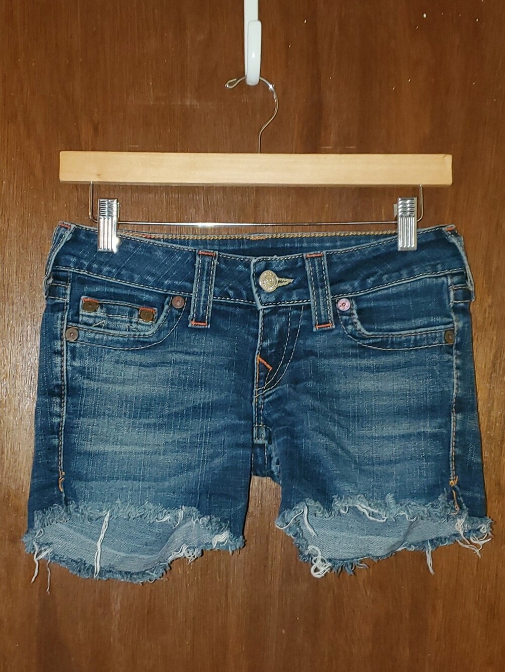 True Religion Heidi Low Rise Cut Off Denim Jean Shorts Sz 27